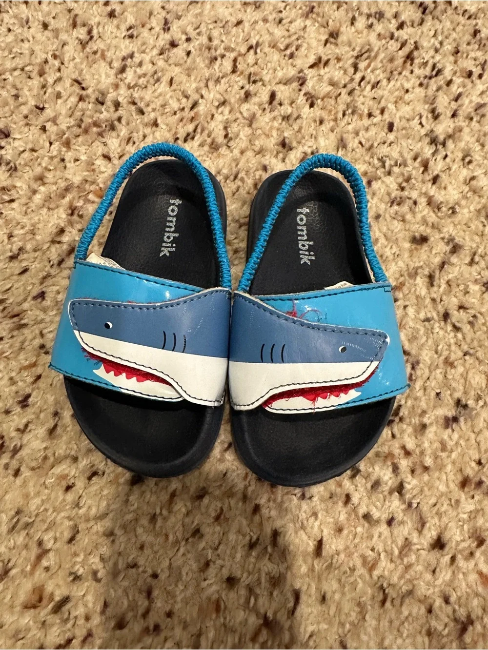 Toddler Shark Slide Sandals in Blue 7/8 Size